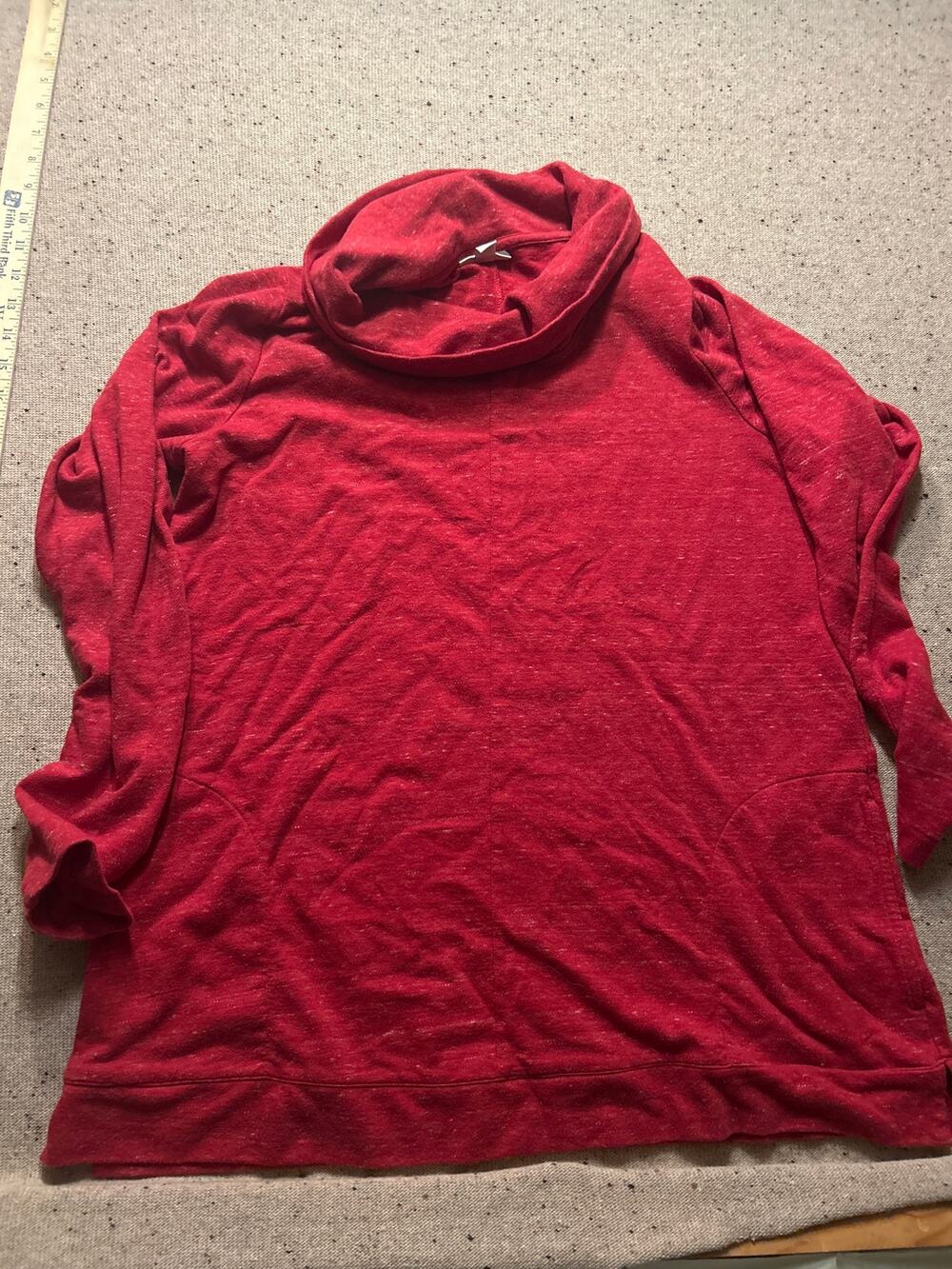 J. Jill Cowl Neck Top with Pockets Red Medium